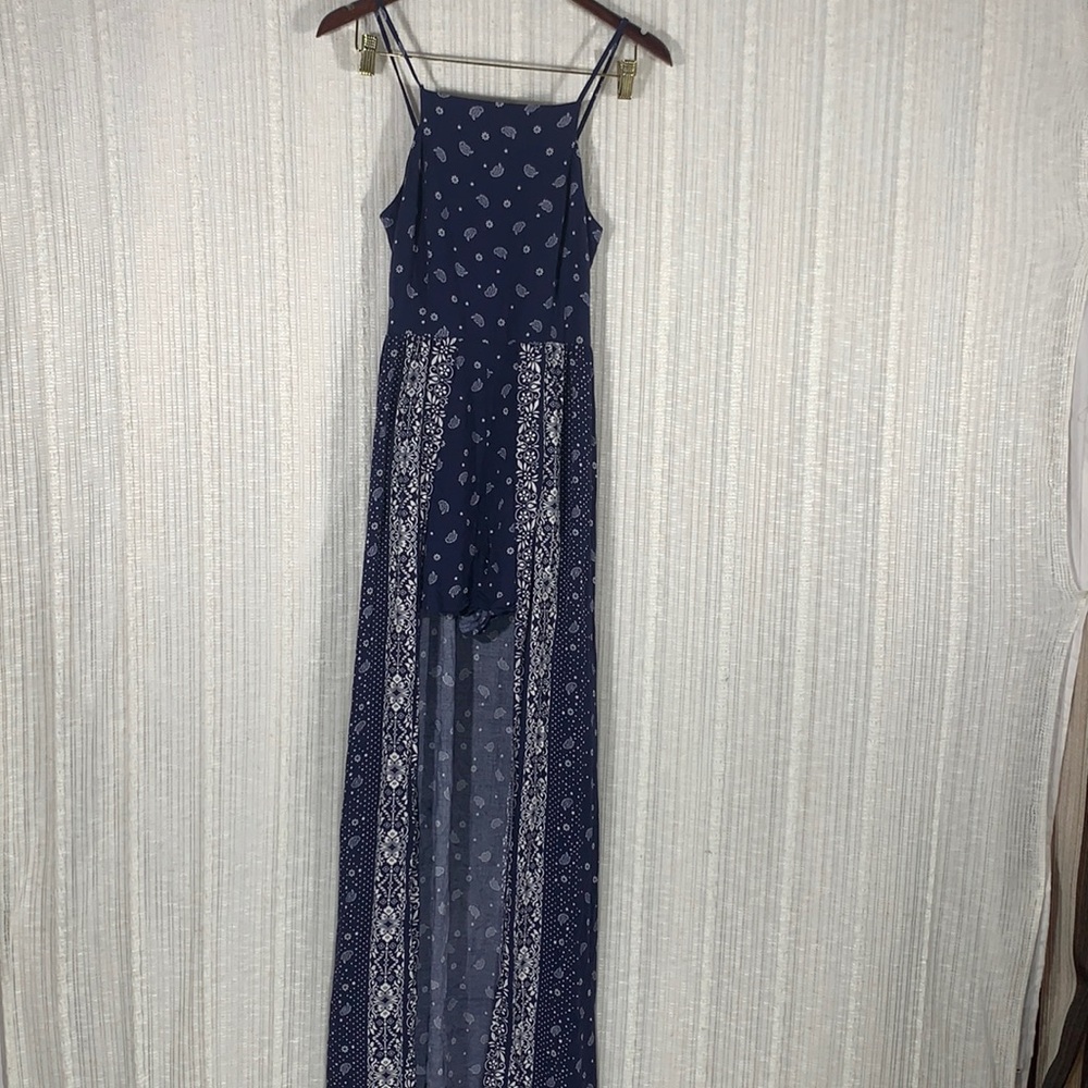 Band of Gypsies Walk Through Romper Dress Navy Paisley Bohemian Festival-Medium